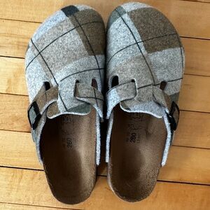 Plaid Wool Birkenstock Clogs
